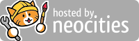 The Neocities cat and text that says 'hosted by Neocities'